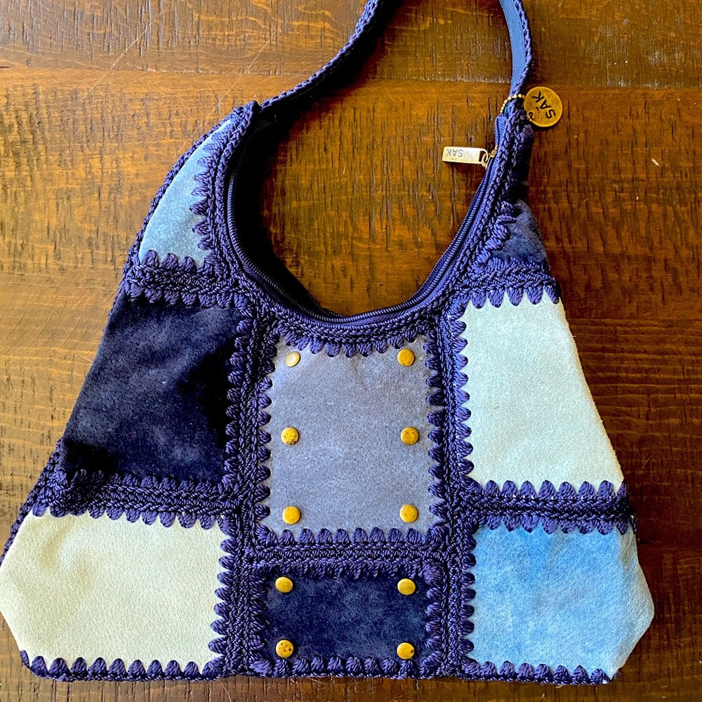The Sak Crochet and Suede Patchwork Purse